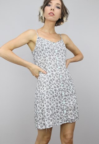 VINTAGE 90S FLORAL PATTERNED SUMMER MINI SLIP DRESS