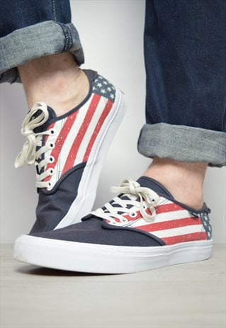 VINTAGE 90S VANS AMERICAN FLAG SKATE SHOES TRAINERS SNEAKERS