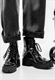 GRUNGE BOOTS EDGY HIGH FASHION PLATFORM SHOES IN BLACK
