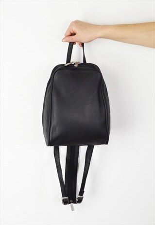 BLACK LEATHER BACKPACK BAG