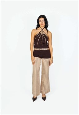 Vintage 00s Striped Linen Flare Pants Gimaguas Style