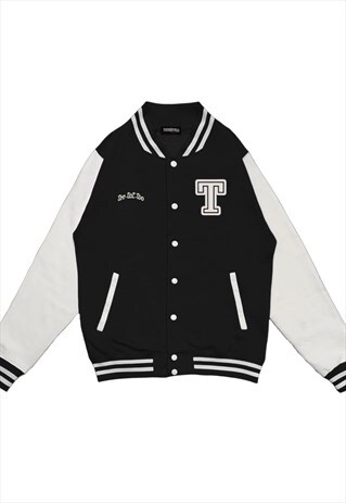 PERSONALISED INITIAL VARSITY JACKET IN BLACK