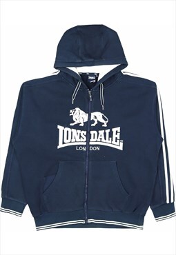 Lonsdale London 90's Spellout Zip Up Hoodie XLarge Blue