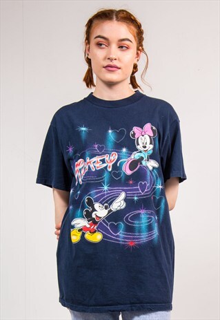 VINTAGE 90'S NAVY DISNEY MICKEY MOUSE T-SHIRT