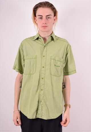 WRANGLER MENS VINTAGE SHIRT SMALL GREEN 90S