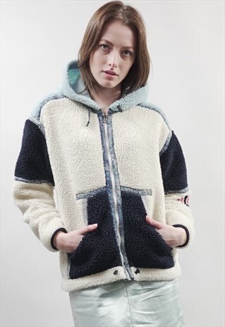 VINTAGE 90'S NAPAPIJRI PASTEL COLOUR BLOCK FLEECE JACKET