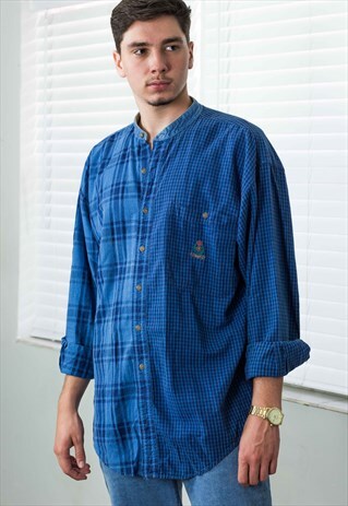 VINTAGE CHAPS RALPH LAUREN COLOR BLOCK SHIRT LOGO 90S L 10.8