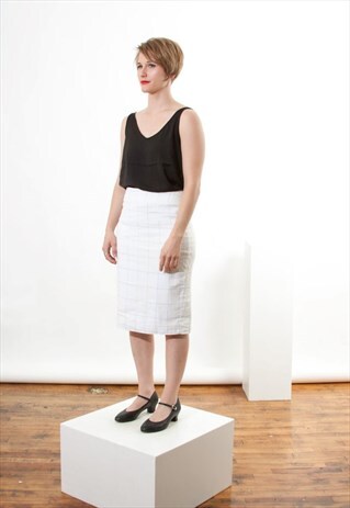 ON SALE CHECKERED WHITE SKIRT / MIDI HIGH WAISTED SKIRT