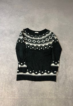 Abstract Knitted Jumper Patterned Knit Sweater