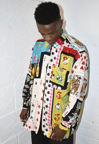 RARE VINTAGE 90S MOSCHINO JEANS POKER PRINT SHIRT