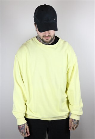 VINTAGE HUGO BOSS SPORT PALE YELLOW SWEATSHIRT WITH LOGO