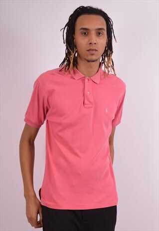 POLO RALPH LAUREN MENS VINTAGE POLO SHIRT LARGE PINK 90S