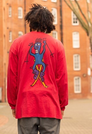 VINTAGE AUSTRALIAN SKIING LONG SLEEVED T SHIRT IN RED