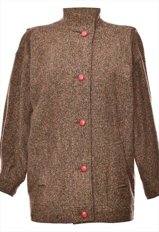 BEYOND RETRO VINTAGE SINGLE BREASTED CLASSIC BROWN COAT - L