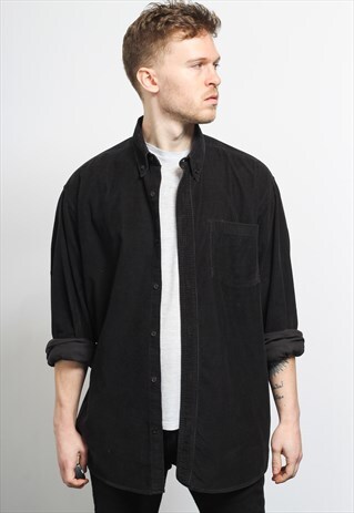 VINTAGE CORDUROY CORD SHIRT BLACK