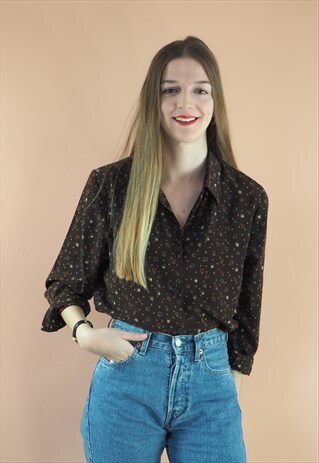 VINTAGE BROWN PRINTED SHIRT