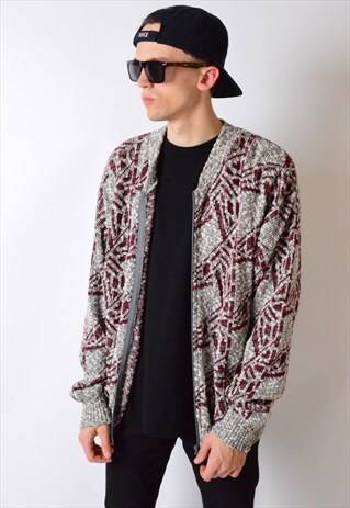 VINTAGE 90S ABSTRACT KNIT CARDIGAN