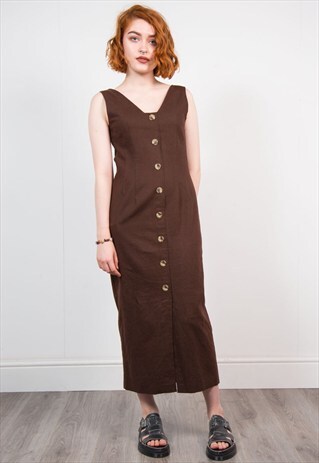 VINTAGE 90'S BROWN MIDI DRESS