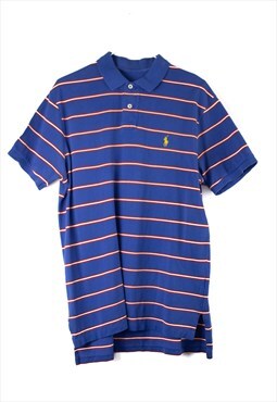 Vintage Ralph Lauren Stripped Polo Shirt in Blue L