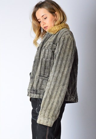 VINTAGE 90S GREY CORDUROY WARM JACKET