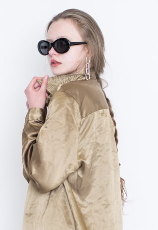 VINTAGE BROWN SILK LONG SLEEVE RETRO SHIRT