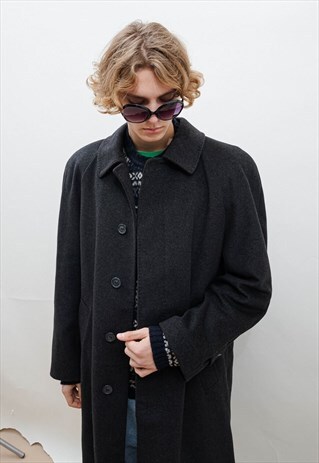 Vintage 80s Preppy Prolonged Oversized Shoulder Coat Men L