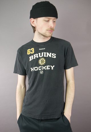 Vintage Reebok Boston Bruins T-Shirt in Black with Logo
