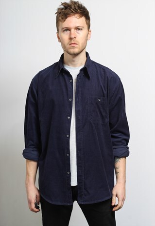 VINTAGE CORDUROY CORD SHIRT BLUE