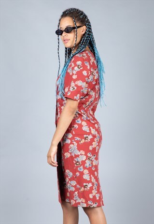 VINTAGE DOUBLE BREASTED FLORAL DRESS