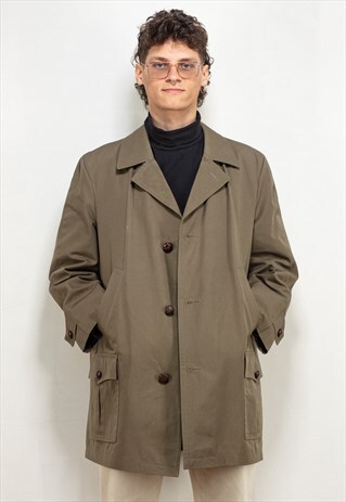 VINTAGE 70'S MEN MAC COAT IN KHAKI