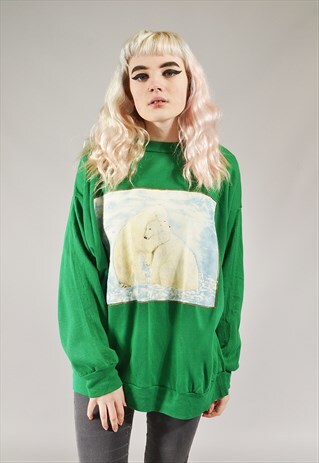 VINTAGE POLAR BEAR SWEATER GREEN