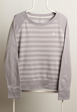 Vintage Adidas Crewneck Striped Sweatshirt Grey