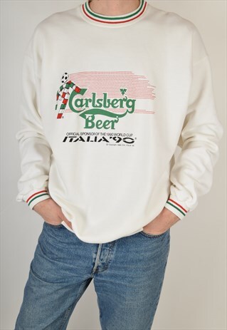 VINTAGE SWEATSHIRT CARLSBERG ITALY 90 WORLD CUP (3163)