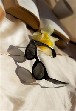 Gloss Black Chunky Rounded Sunglasses