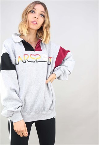 VINTAGE 90S OVERSIZED 1/4 ZIP SWEATSHIRT