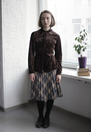 VINTAGE 70'S BROWN VELVET SHIRT