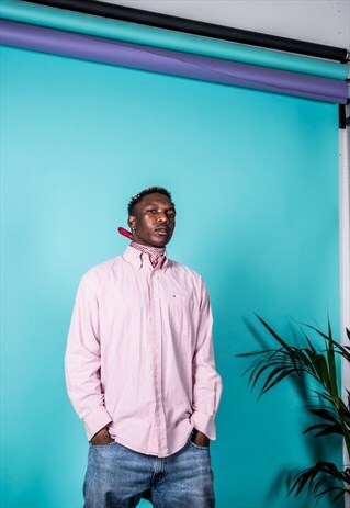 VINTAGE TOMMY HILFIGER SHIRT IN PINK STRIPES