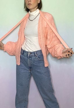 Bright Pink Crochet Cardigan