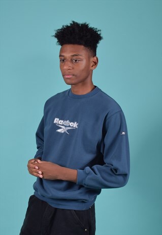 VINTAGE REEBOK BLUE EMBROIDERED SWEATSHIRT