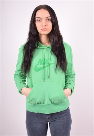 NIKE WOMENS VINTAGE HOODIE JUMPER LARGE GREEN 90'S