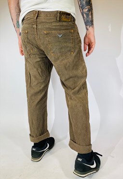 Vintage Rare W36 L32 Armani Corduroy Jeans In Brown
