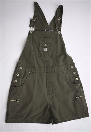 VINTAGE 90S XHILANATION GREEN DUNGAREE SHORTS