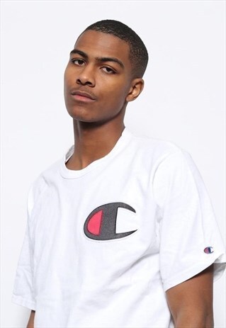 VINTAGE CHAMPION BIG LOGO T-SHIRT WHITE