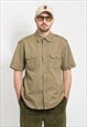 Vintage army shirt in khaki brown military short sleeve L