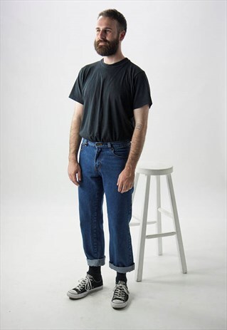 BLUE STRAIGHT JEANS / HIGH WAISTED DENIM PANTS