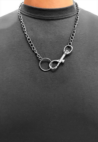 JEAN CHAIN PENDANT CURB NECKLACE CHAIN - SILVER