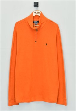 Vintage Ralph Lauren Quarter Zip Sweatshirt Orange XXXLarge