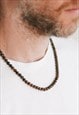 Tiger Eye stone necklace for men brown beads festival gift