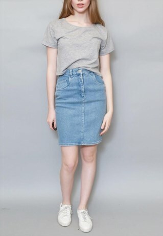VINTAGE 1990'S LIGHT BLUE DENIM MINI SKIRT