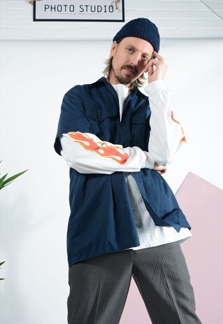 VINTAGE DICKIES WORKWEAR SHIRT IN BLUE WITH LOGO.